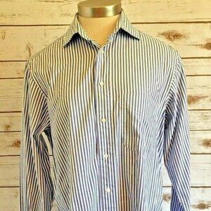 CLUB ROOM Men Long Sleeve Button Down Striped Cotton Casual Dress Shirt Sz 15/34